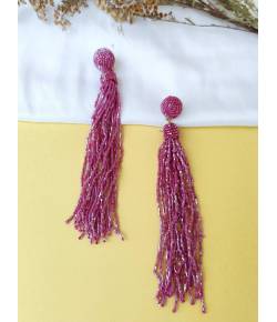 Boho Purple Beaded Tassel Earrings for Women/Girl'