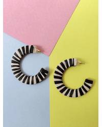 Buy Online Crunchy Fashion Earring Jewelry Black Enamel Gold-Plated Hoop Jhumka Earrings Hoops & Baalis RAE2222