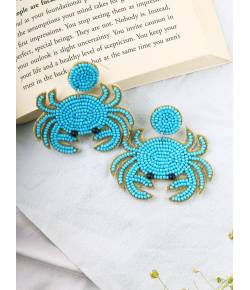 Handmade Beaded Blue Spider Earrings for Women/Girl's