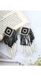 Boho Beaded Black & White Tassel Earring for Women/Girl's