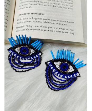 Beaded Eye Blue Black Earrings for Women/Girl's