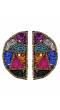 Multicolored Beaded Half Moon Handmade Earrings