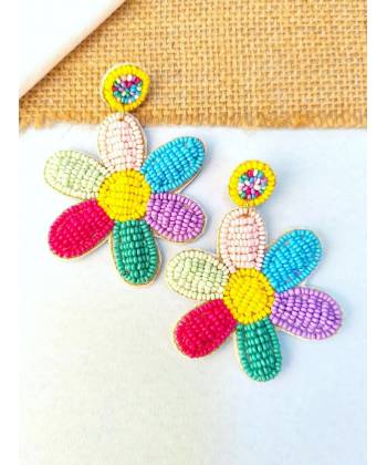 Beautiful 'Floral Fling' Multicolored Beaded Statement