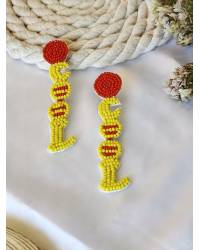 Buy Online Royal Bling Earring Jewelry Red Heart Beaded Tassel Earrings for Women & Girls Handmade Beaded Jewellery CFE2098