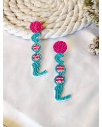 Buy Online Crunchy Fashion Earring Jewelry Pink-White Multicolor Evil-Eye Dangler Earrings for Girls and Drops & Danglers CFE2242