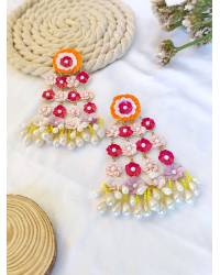 Buy Online  Earring Jewelry Multicolored Feather Earrings- Handmade Beaded Leaf Earrings Handmade Beaded Jewellery CFE2062