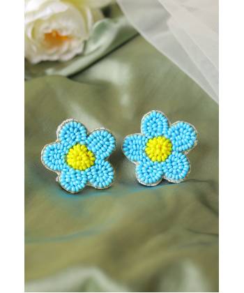 Sky BLue Floral Studs