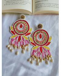 Buy Online Crunchy Fashion Earring Jewelry Sparkling Baby Pink Flower Handmade Stud Earrings  Drops & Danglers CFE2036