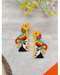 Buy Online Crunchy Fashion Earring Jewelry Handmade Red Floral Haldi/mehndi/Baby Shower Handmade Beaded Jewellery CFS0601