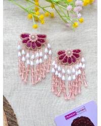 Buy Online Crunchy Fashion Earring Jewelry Gorgeous Hot Pink-Yellow Floral Bridal Jewelry Sets For Haldi, Handmade Beaded Jewellery CFS0616