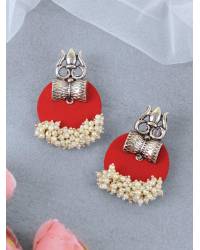 Buy Online Royal Bling Earring Jewelry Crunchy Fashion Gold-Plated Red Peacock Chandbali White  Pearl Dangler  Earrings RAE1921 Jewellery RAE1921