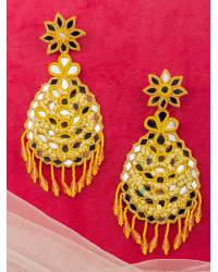 Buy Online Royal Bling Earring Jewelry Crunchy Fashion Gold-Plated Black Peacock Chandbali White  Pearl Dangler  Earrings RAE1922 Jewellery RAE1922