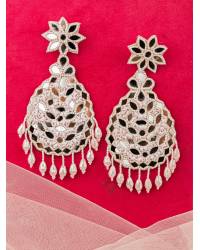 Buy Online Royal Bling Earring Jewelry Gold Plated Round Shape Jali Style White Earrings RAE0965 Jewellery RAE0965