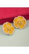 Yellow Beaded Flower Stud Earrings for Women