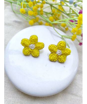 Yellow Floral Studs
