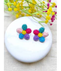 MultiColored Floral Handmade Stud Earrings for Women