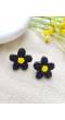 Black Floral Beaded Stud Earrings for Women