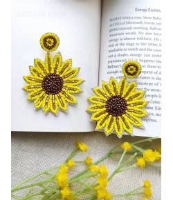 SurajMukhi Earrings- Unique Beaded Sunflower Earrings for Women & Girls