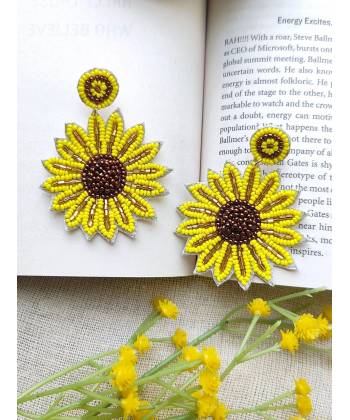 SurajMukhi Earrings- Unique Beaded Sunflower Earrings for Women & Girls
