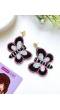 Black-White Beaded Butterfly Earrings for Trendy Women