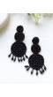 Black Bejewelled Beaded Drop Earrings for Girls