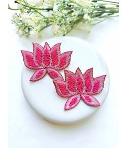 Pink Handmade Lotus Earrings For Women - Beaded Studs For Festive & Party Wears