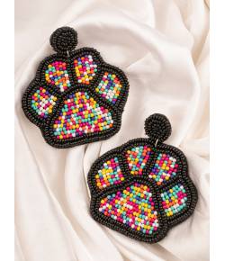 Paw' Earrings - Handmade Beaded Multicolor Earrings for
