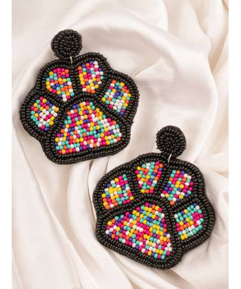 Paw' Earrings - Handmade Beaded Multicolor Earrings for