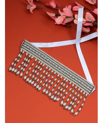Crunchy Fashion Handmade pearl Beaded White Chain Necklace CFN0908