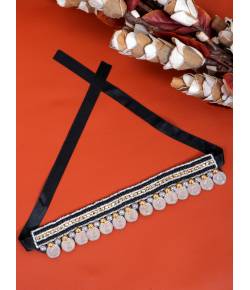 Crunchy Fashion Handmade Black Banjara Coin Contemporary Necklace  CFN0914