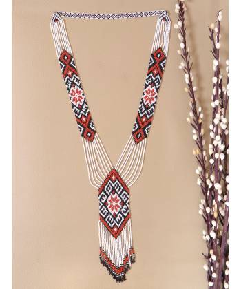 Crunchy Fashion Tribal White & Multicolor Boho Beaded Necklace Set CFN0920