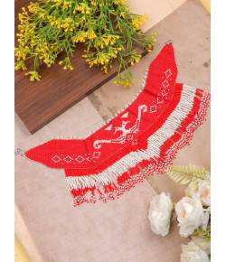 Crunchy Fashion Boho Free Pattern Red & White Beaded Handmade Necklace CFN0923