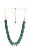 Crunchy Fashion Gold-Plated Green Pearl Layered Necklace CFN0931