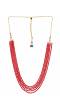 Crunchy Fashion Gold-Plated Red Pearl Layered Necklace CFN0932