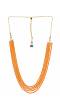 Crunchy Fashion Gold-Plated Orange Pearl Layered Necklace CFN0933
