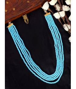 Crunchy Fashion Gold-Plated Blue Pearl Layered Necklace CFN0934