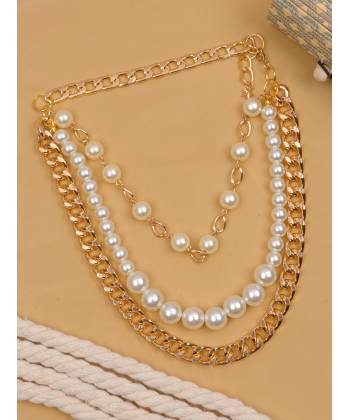 Crunchy Fashion Gold Tone Layered Trending Western Style Chain Necklace CFN0936