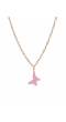 Crunchy Fashion Gold-Tone Elegant Pink Butterfly Pendant Necklace 