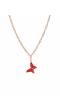 Crunchy Fashion Gold-Tone Valentine Imitation Red Butterfly Pendant CFN0952