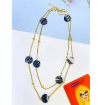 Stylish Gold Plated Black Marble Necklace for Women, Girls