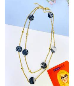 Buy Online Crunchy Fashion Earring Jewelry Stylish Gold Plated Black Marble Necklace for Women, Girls Handmade Beaded Jewellery CFN0955