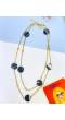 Stylish Gold Plated Black Marble Necklace for Women, Girls