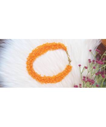 Orange Crochet Multilayer Necklace - Handmade Beach