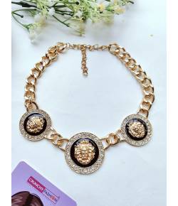 Buy Online Crunchy Fashion Earring Jewelry Statement Golden Choker Necklace for Party & Festival Jewellery CFN0985