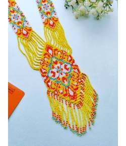 Yellow-Orange Handmade Boho Beaded Long Necklace for Girls & Women