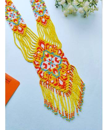 Yellow-Orange Handmade Boho Beaded Long Necklace for Girls & Women