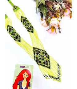 Green-Black Handmade Multilayer Long Necklaces for Women