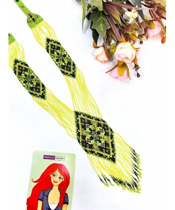 Green-Black Handmade Multilayer Long Necklaces for Women