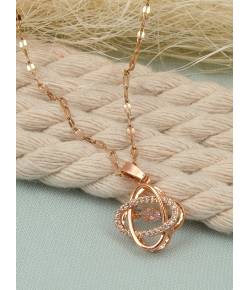 Rose Gold Crystal Pendant Necklace for Women/Girls