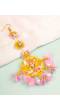 Yellow-Pink Handmade Beaded Pearl Floral Bridal Haldi-